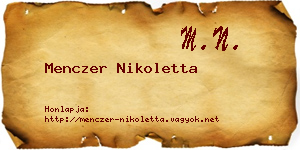 Menczer Nikoletta névjegykártya